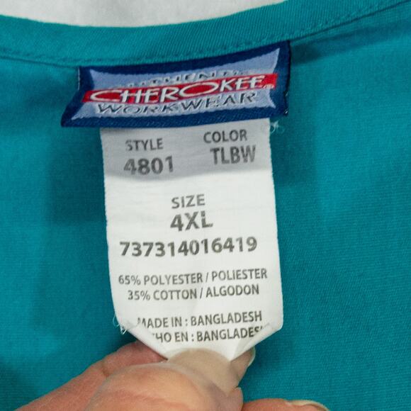 Women's Plus Size 4X Teal Scrub Top CHEROKEE Medical Dental Workwear - Picture 3 of 3